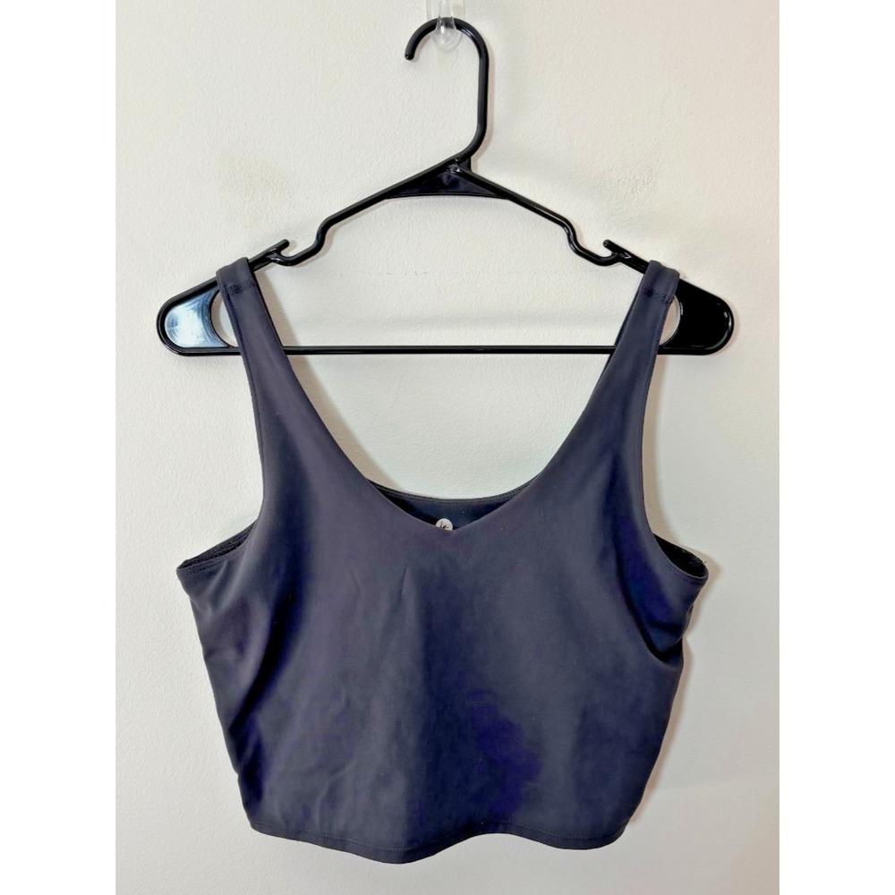 90 Degree by Reflex Cropped Tank Top Built-In Bra Size Large Gray